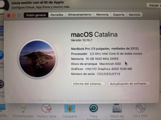 MacBook Pro 13 2012 con MacOS y Windows. i5/16Gb