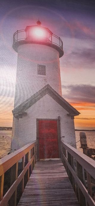 Cuadro Paisaje Faro Rojo y Blanco