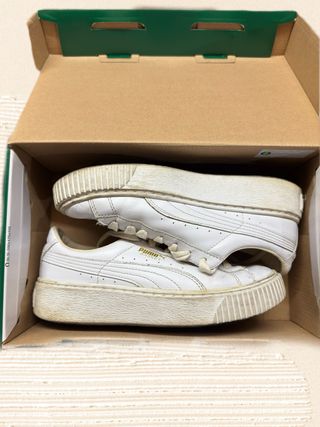Puma basket platform core lace-up white sneakers