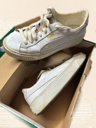Puma basket platform core lace-up white sneakers