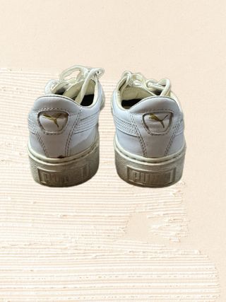 Puma basket platform core lace-up white sneakers