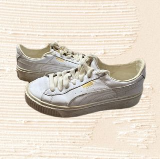 Puma basket platform core lace-up white sneakers