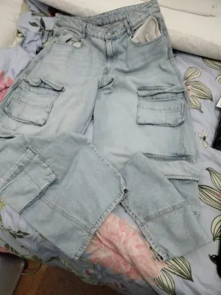 Pantalón Cargo Zara Azul