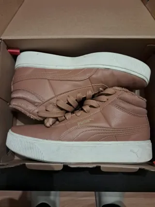 Zapatillas Puma altas beige/rosa con forro