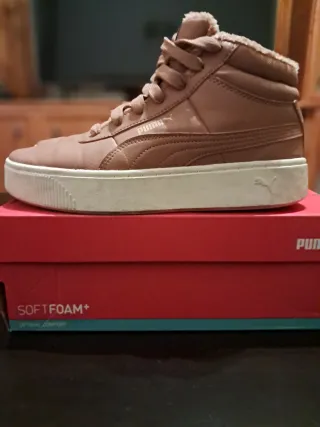 Zapatillas Puma altas beige/rosa con forro