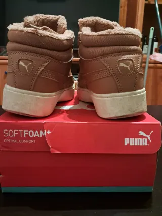 Zapatillas Puma altas beige/rosa con forro