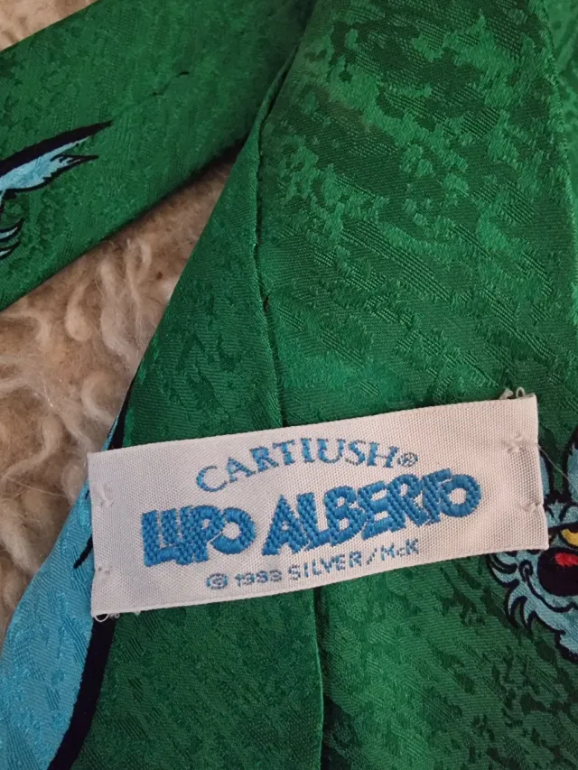 Cravatta vintage Lupo Alberto 100%Seta