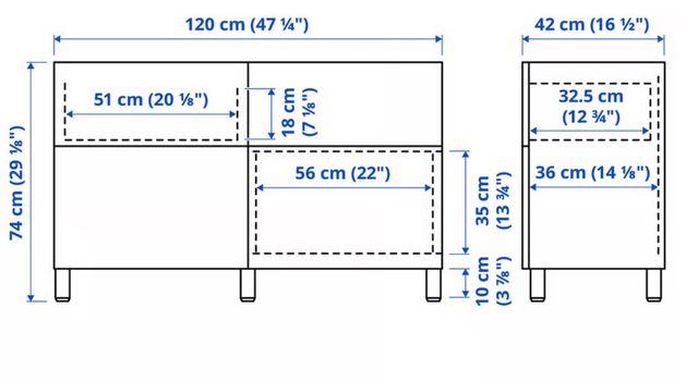 Aparador IKEA BESTÅ 120x42x74 cm