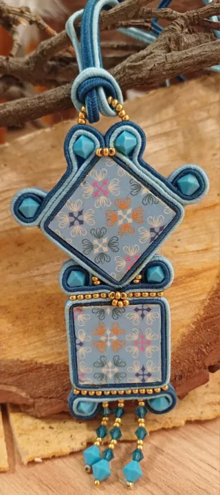 Collana Seta Soutache e Carta Origami