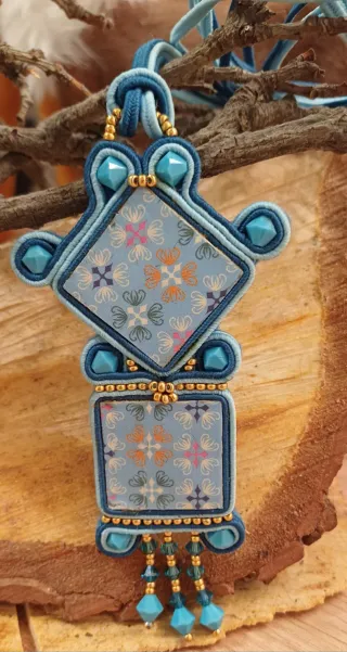 Collana Seta Soutache e Carta Origami