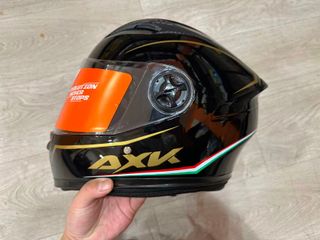 Casco Moto AXK Racing Negro Rayo Dorado