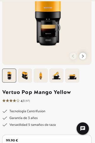 Cafetera Nespresso Vertuo Pop Mango Yellow