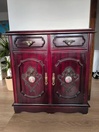 Mueble de entrada recibidor madera oscura