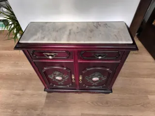 Mueble de entrada recibidor madera oscura