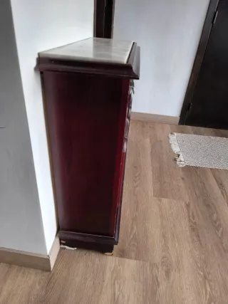Mueble de entrada recibidor madera oscura