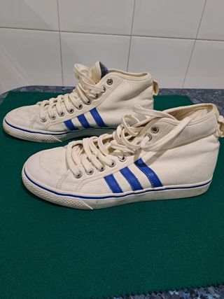 Zapatillas Adidas Blancas y Azules Talla Chico