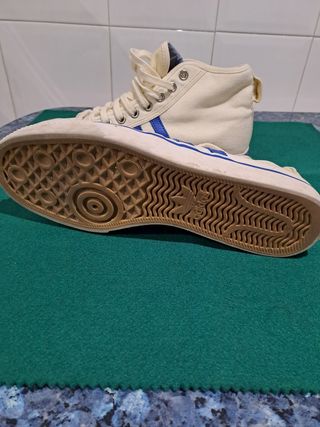 Zapatillas Adidas Blancas y Azules Talla Chico