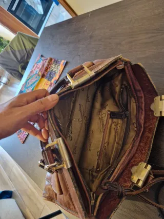 Borsa vintage in pelle marrone