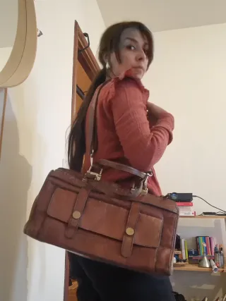 Borsa vintage in pelle marrone