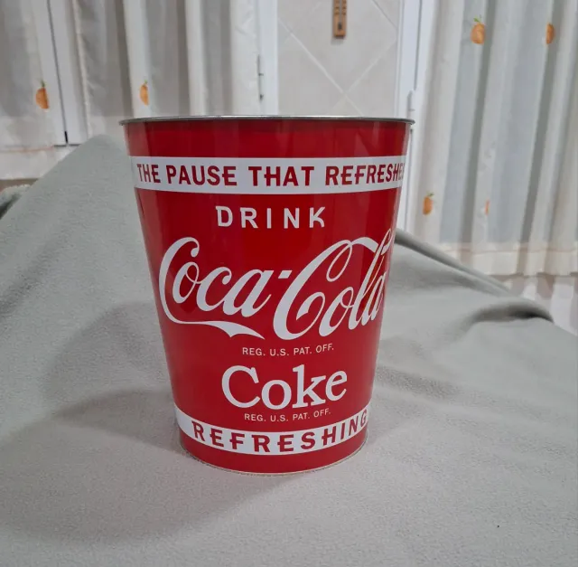 Cestino/Cubo Coca-Cola in Metallo Rosso