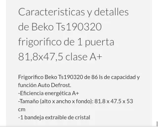 Frigorífico bajo encimera Beko A+