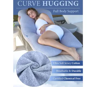 Almohada Embarazo y Lactancia forma de U Gris