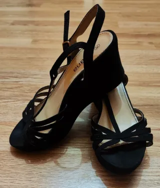 Sandalias plataforma negras talla 36