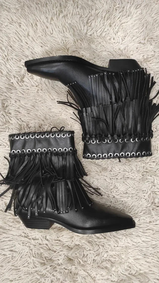 Botins com franjas Zara Tamanho 37
