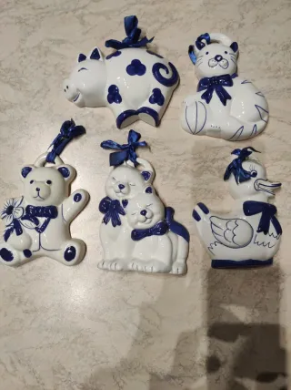 5 Appendini Ceramica Blu e Bianchi