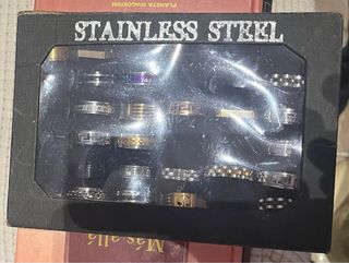 Lote Anillos Dorados y Plateados de acero inoxidab