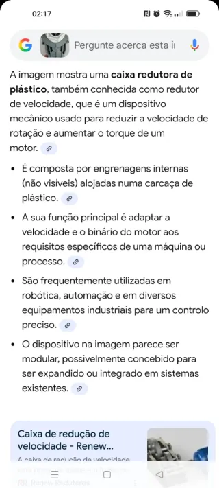 Caixa redutora para eletrodoméstico