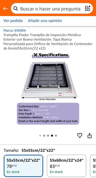 Rejilla ventilación 55x55cm