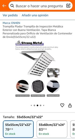 Rejilla ventilación 55x55cm