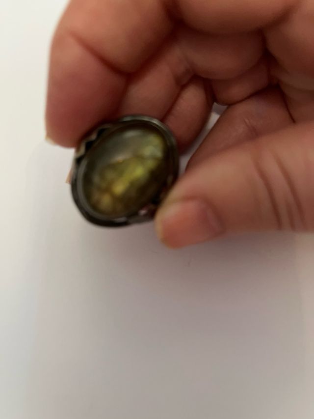 Anillo Plata Piedra Verde Oliva