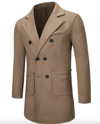 Abrigo largo hombre beige