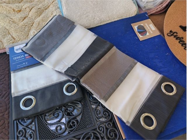 2 Tende Ginevra Trasparente 135x280 Nero/Bianco