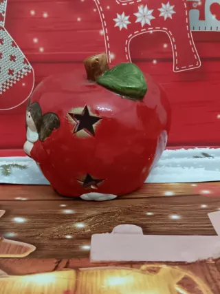 Portacandela Mela Natalizia con candela inclusa