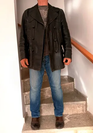 Chaqueta Cuero Vintage Talla L