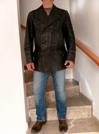 Chaqueta Cuero Vintage Talla L