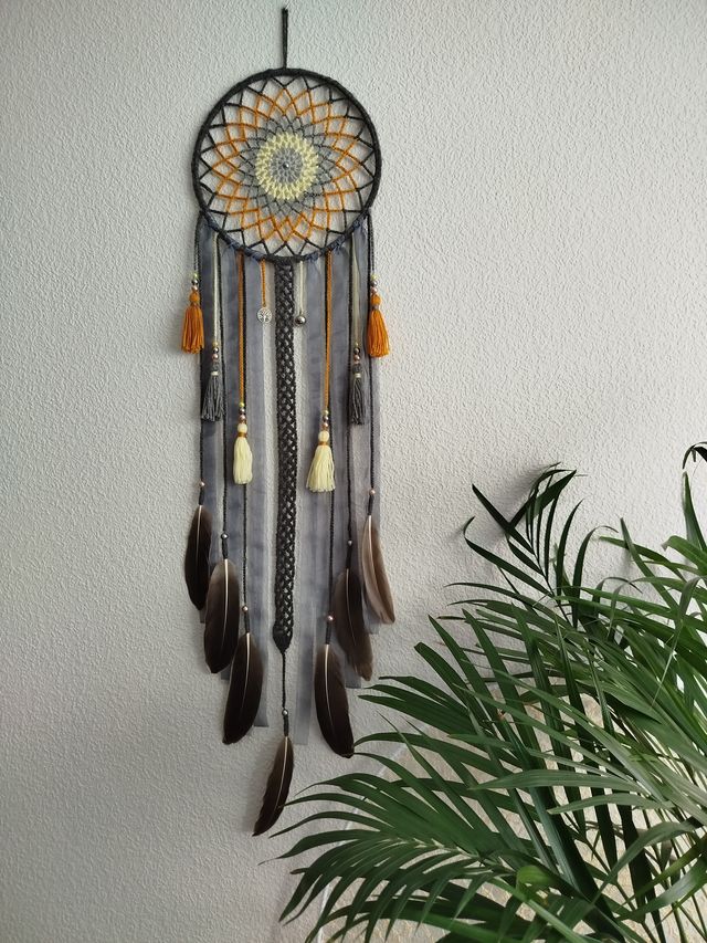 Atrapasueños 25 cm x 1 metro gris/mostaza/amarillo