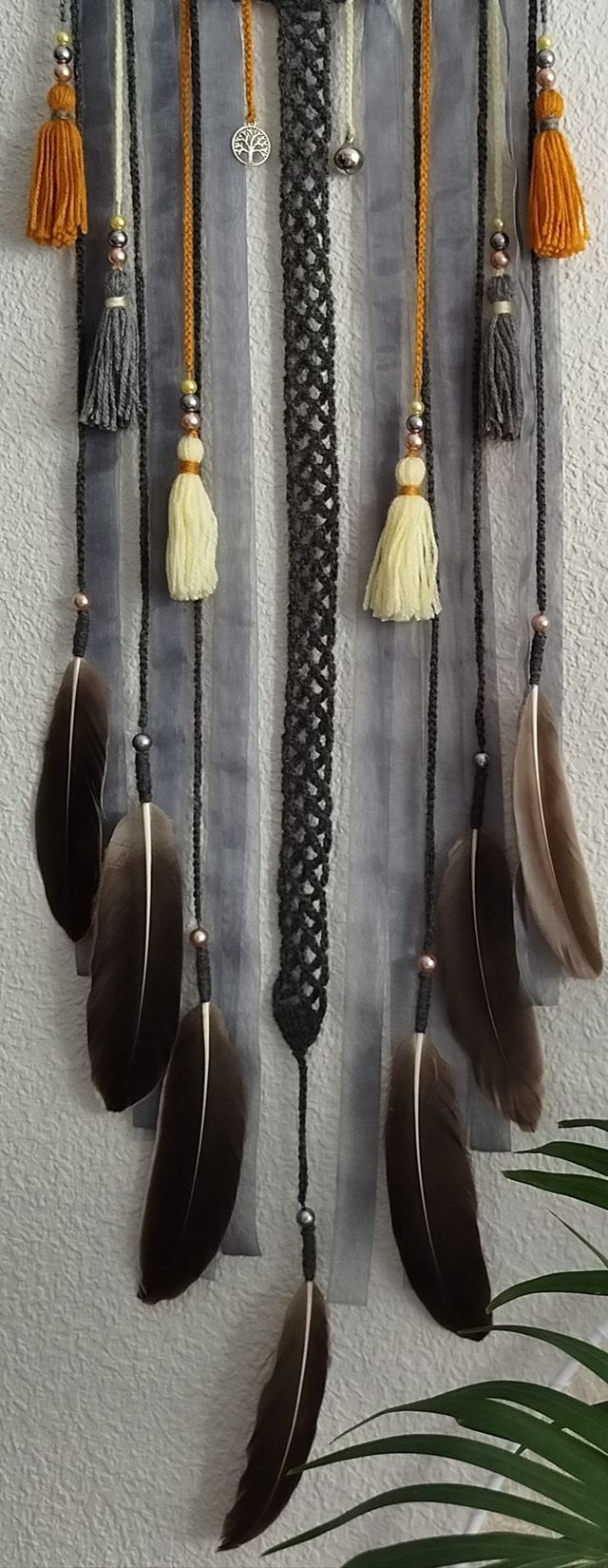 Atrapasueños 25 cm x 1 metro gris/mostaza/amarillo