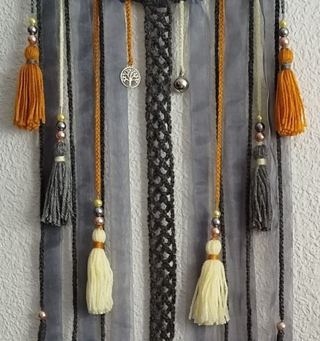 Atrapasueños 25 cm x 1 metro gris/mostaza/amarillo