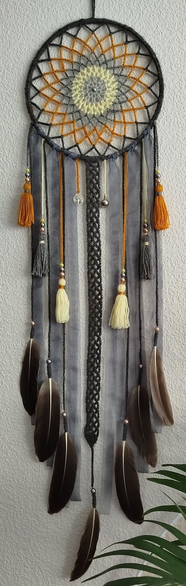 Atrapasueños 25 cm x 1 metro gris/mostaza/amarillo