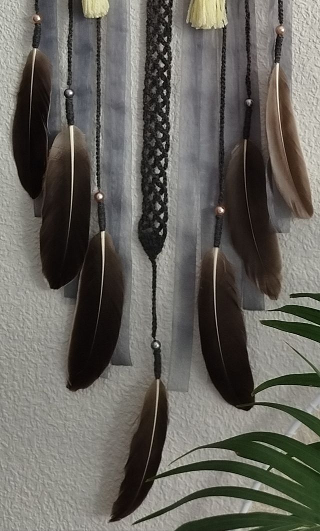 Atrapasueños 25 cm x 1 metro gris/mostaza/amarillo