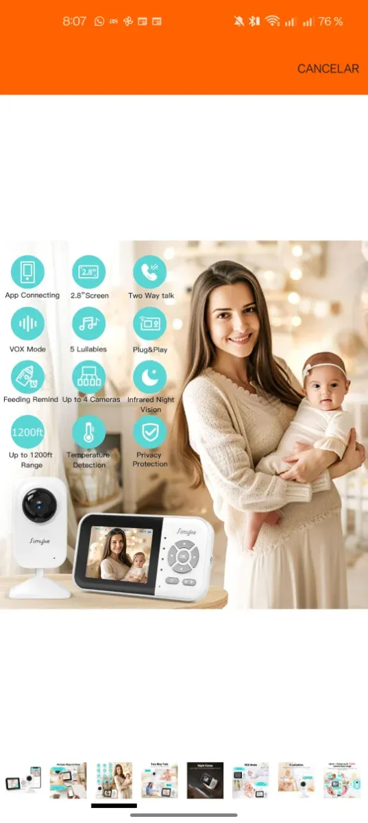 Monitor Bebé Cámara Pantalla 2.8 Simyke