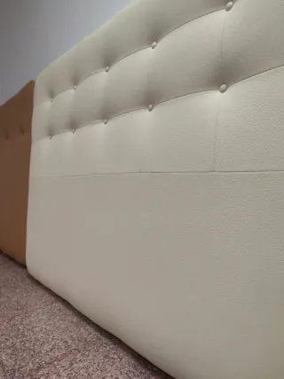 Cabecero polipiel gris blanco o beige