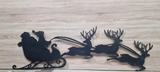 Decorazione Parete Slitta Babbo Natale con Renne