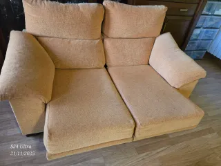 Sofá 2 plazas beige tela