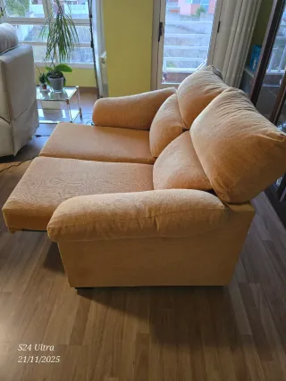 Sofá 2 plazas beige tela