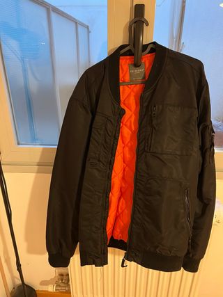 Chaqueta Bomber Primark Negra Naranja Talla L